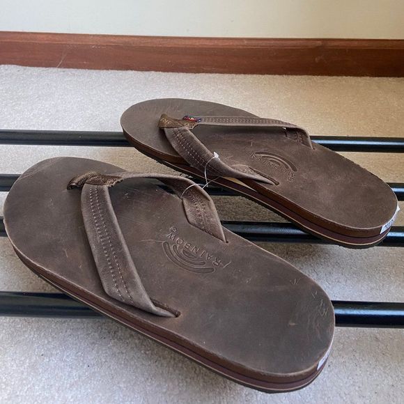 RAINBOW Men Premium Leather Double Layer Sandals - NEW NWOB NWOT - Picture 3 of 7
